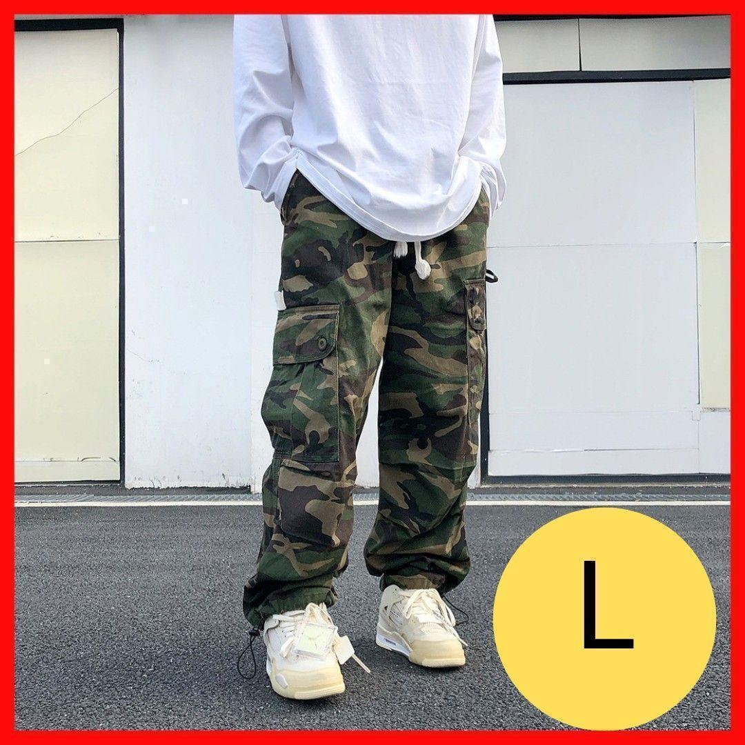 カーゴパンツ ワイドパンツ 迷彩 ストリート L 韓国 カジュアル