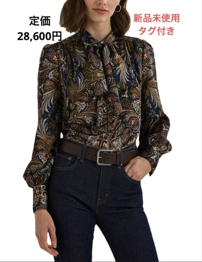 ラルフローレン Ralph Lauren ペイズリー柄 長袖ブラウス シャツS・LAUREN RALPH LAUREN