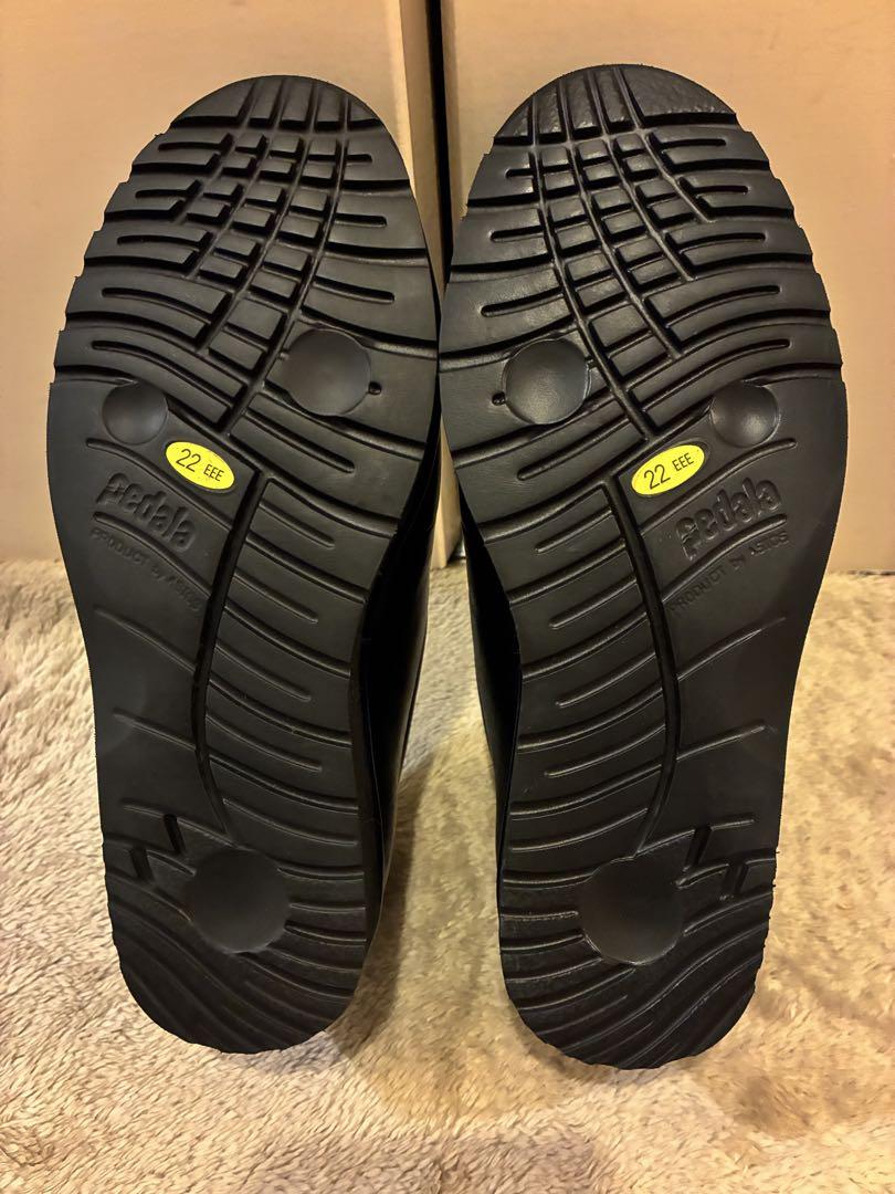 美品ASICS pedala スリッポン ローファー ブラック 黒 22 レザー
