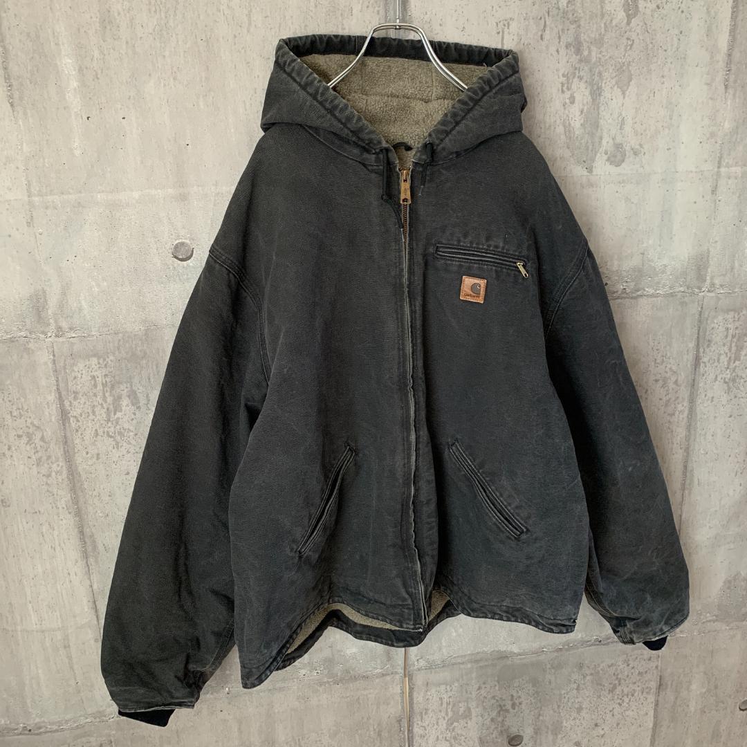 【メーカー直送】 472b【希少フェード感】カーハート☆革ロゴ シェルパ アクティブ ジャケット・アウター