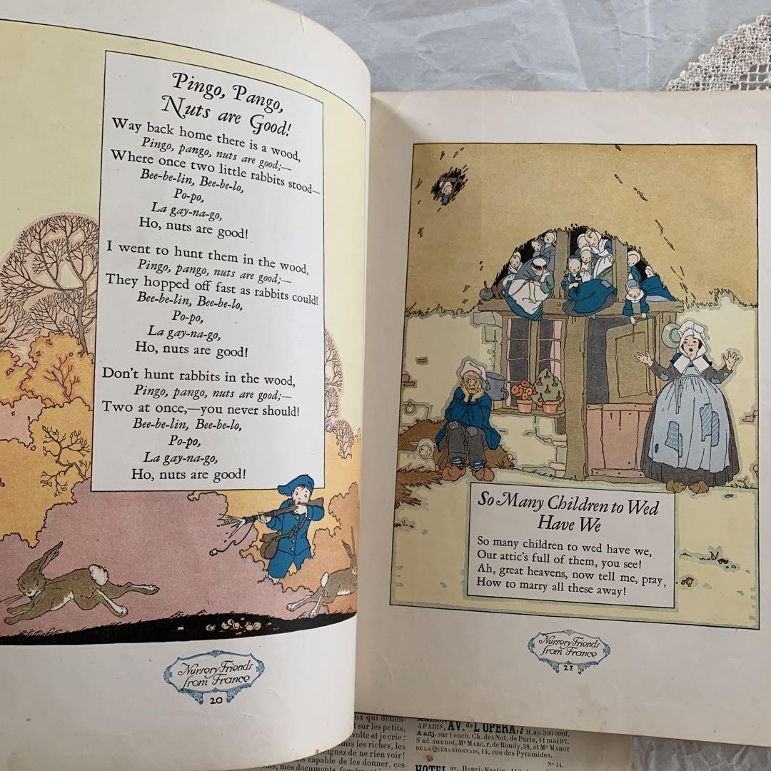 ちょい難1927年アンティーク愛らしい挿絵の絵本　洋書　古書ジャンクジャーナルに