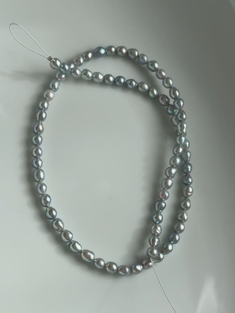 J 83淡水パール 虹色　メタリック　シルバーブルー　ドロップ　ベビーパール