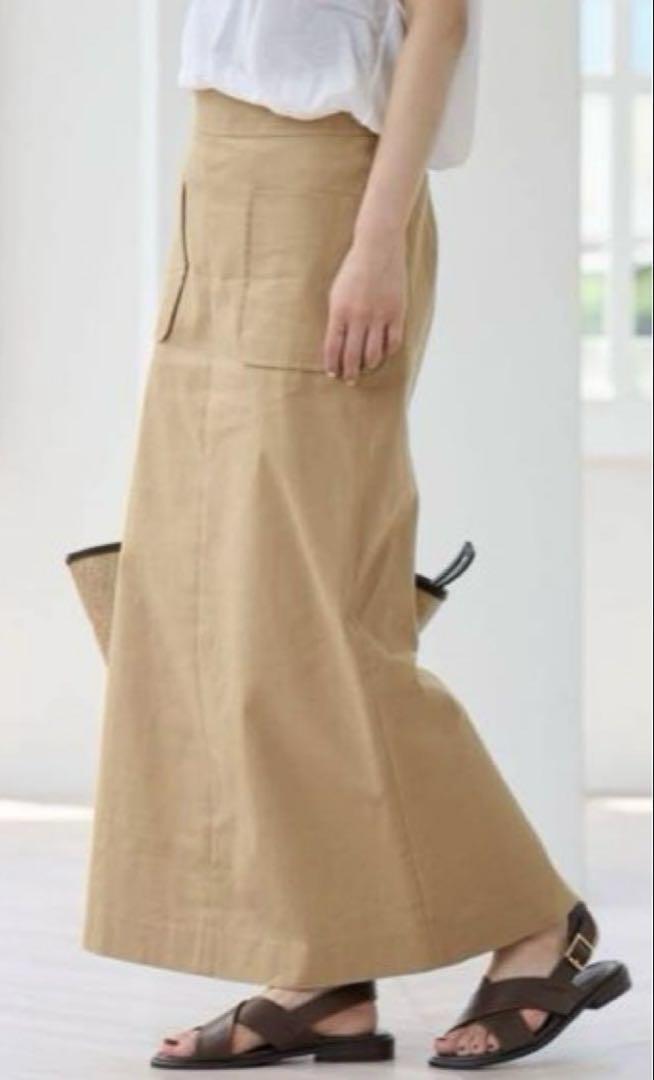美品　スローブイエナ　フレンチリネンコットンスカート　38 ベージュ