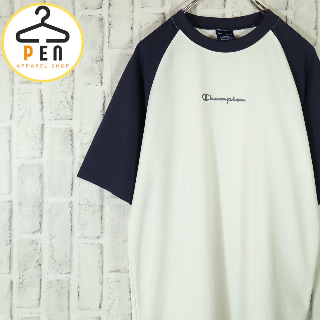 【レトロ古着】Champion ラグランスリーブ 半袖Tシャツ ホワイト L