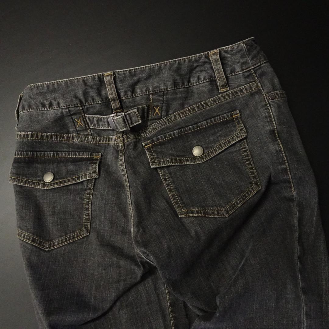 90s- BURBERRY バーバリー ブラックジーンズ フレア シンチバック