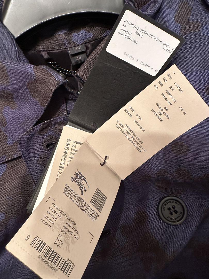 定価85%OFF！BURBERRY ダークブルー カモフラ 迷彩 トレンチコート