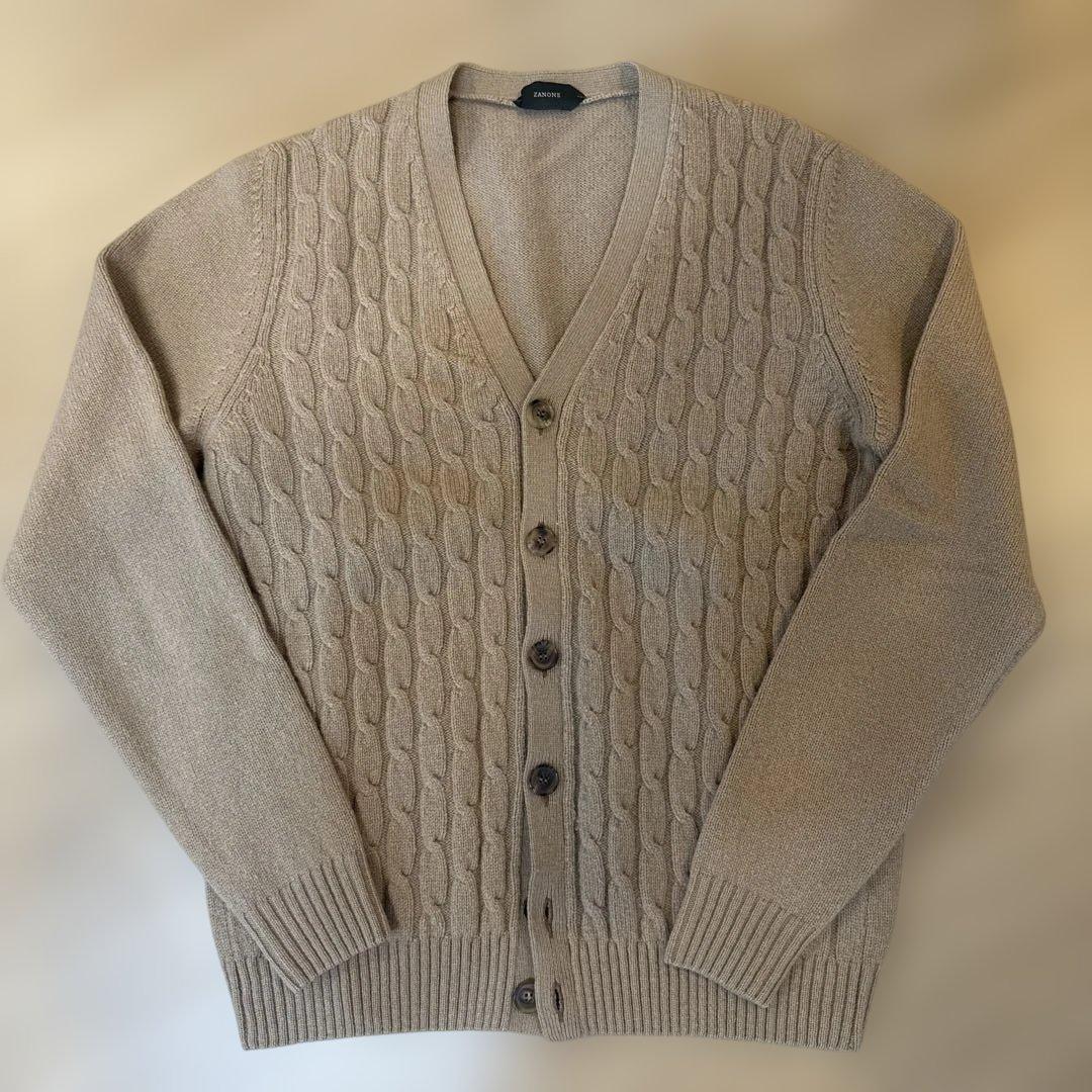 ZANONE ベージュ ケーブルニット カーディガン 48