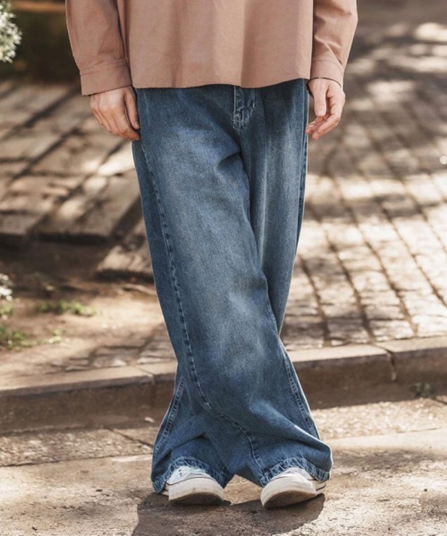 加工デニムパンツ ライトブルー