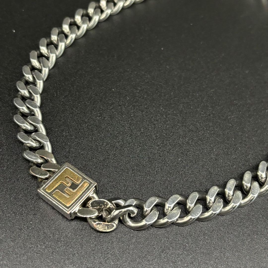 FENDI フェンディ ネックレス FFロゴ カーブ チェーン シルバー