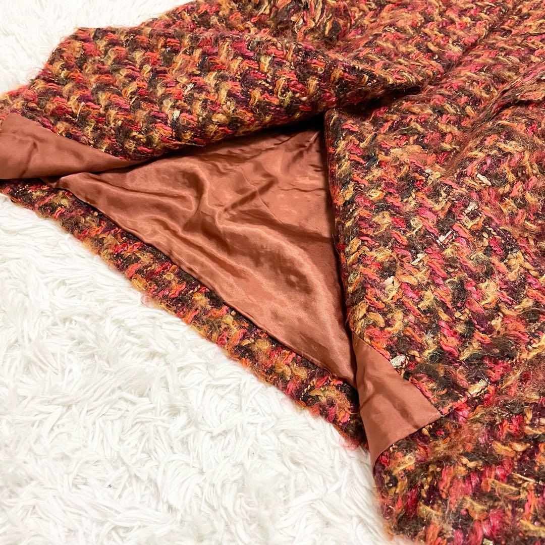 極美品✨グレースクラス ロングコート ツイード フォックス 2way 36