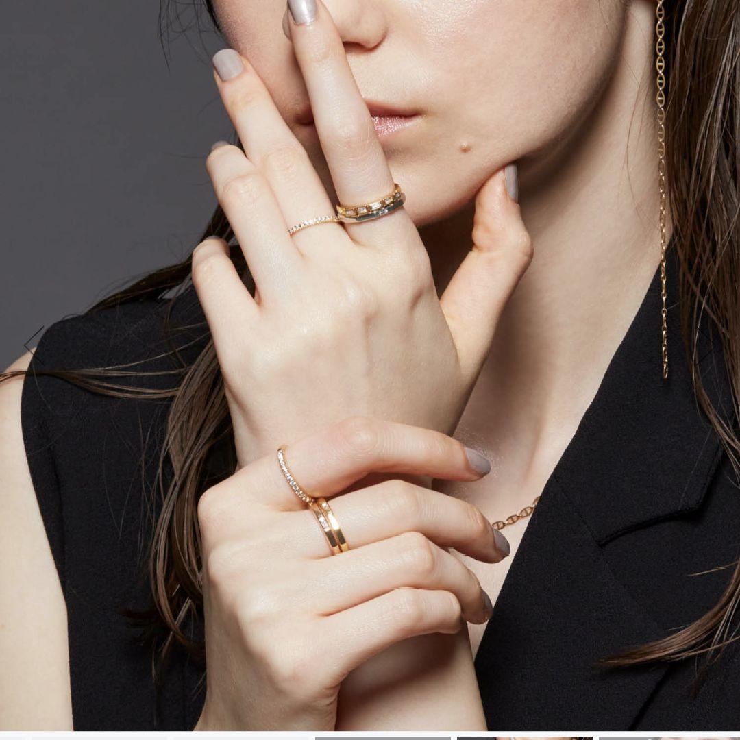 最安値に挑戦】 K18 リング 幅5.6㎜〜2.2㎜ ダイヤ 12号 2.02 g リング