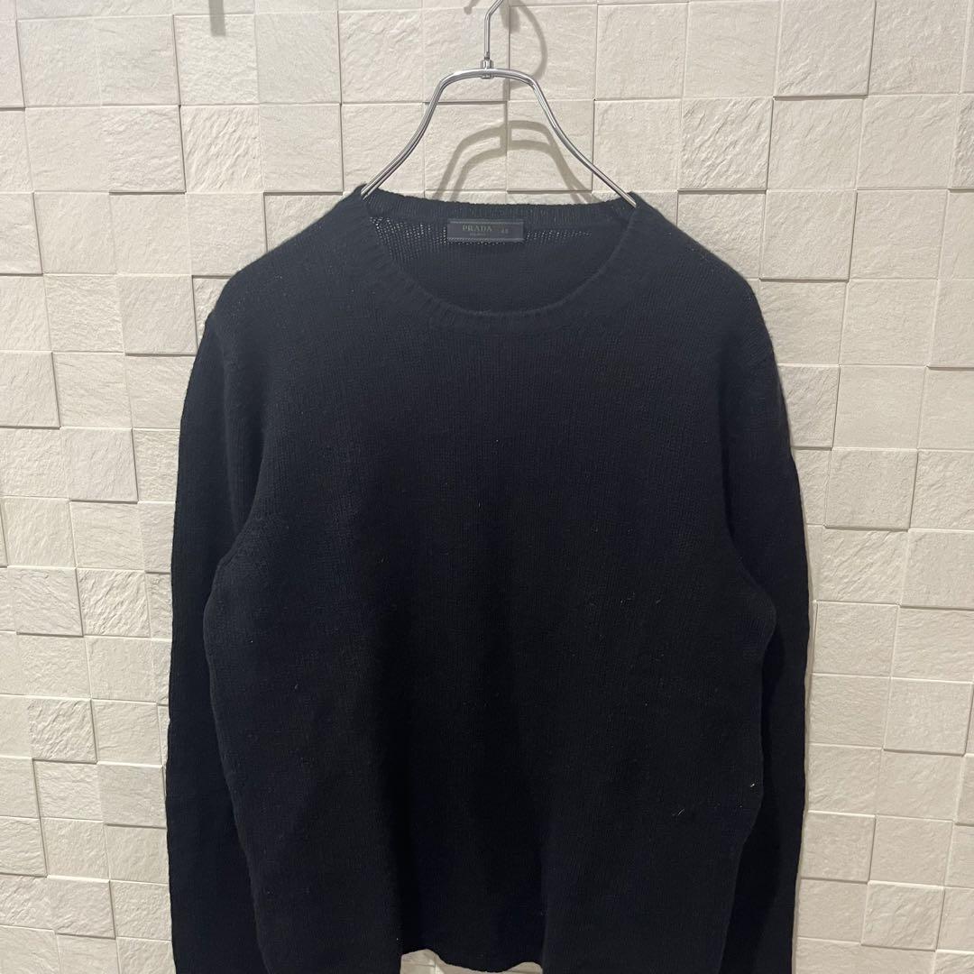 【希少】PRADA カシミヤ100% ニット　48 黒　ラウンドネック