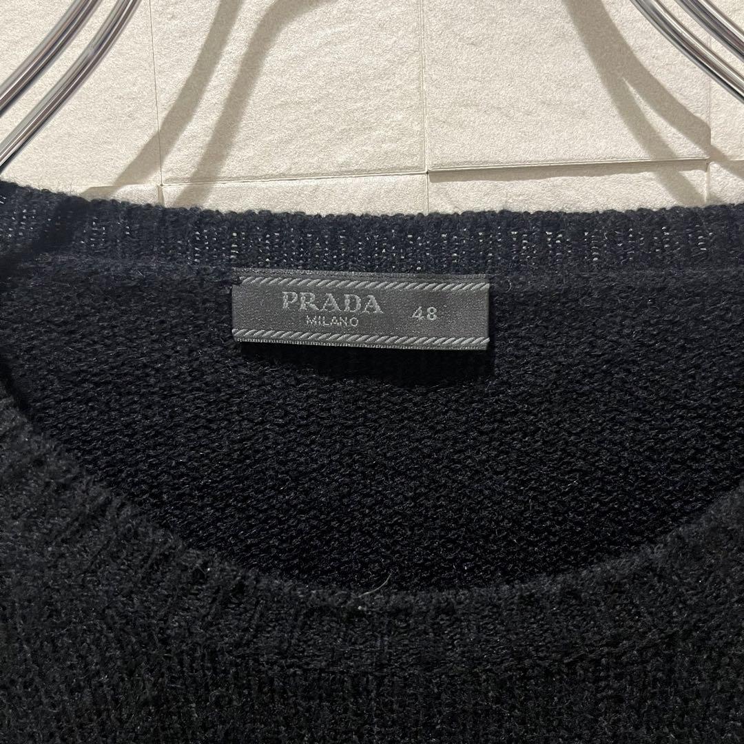 【希少】PRADA カシミヤ100% ニット　48 黒　ラウンドネック