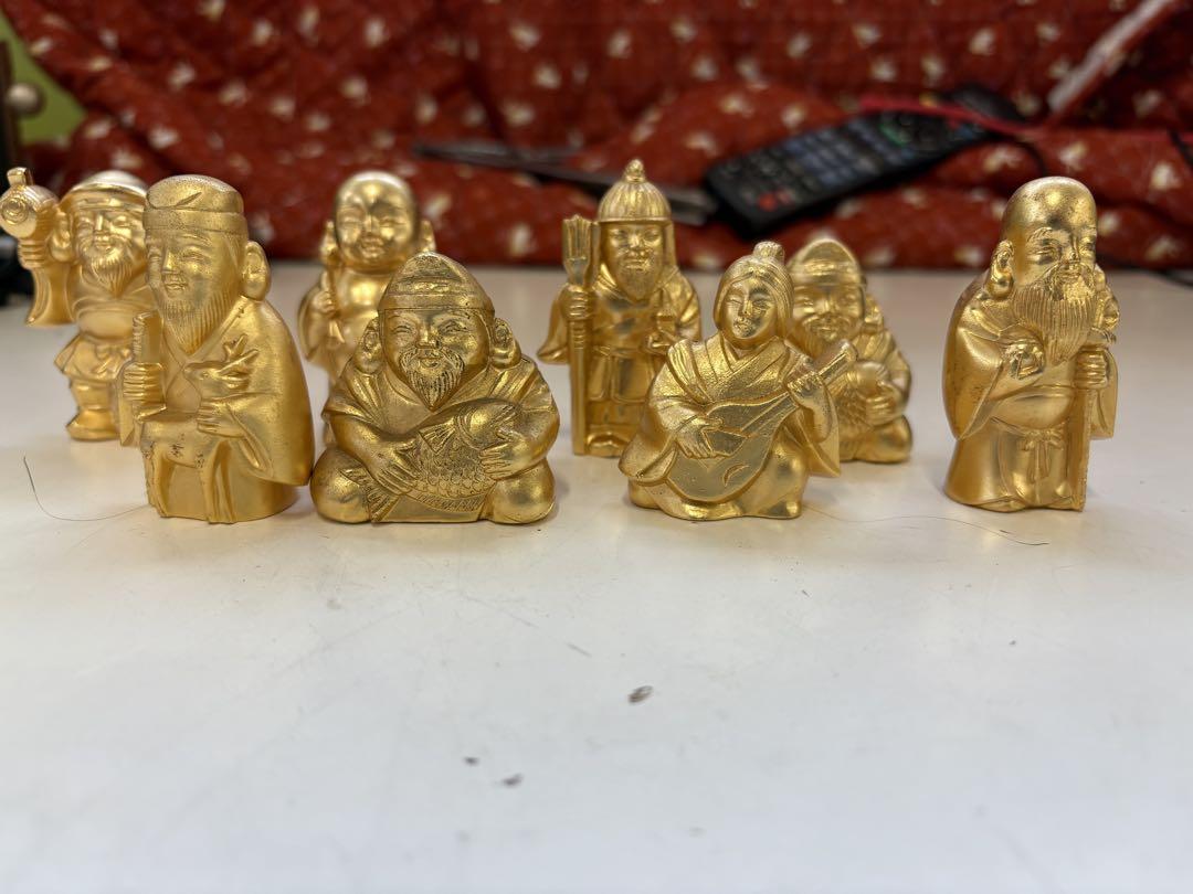 七福神 置物 剣刻印 セット 金色 縁起物