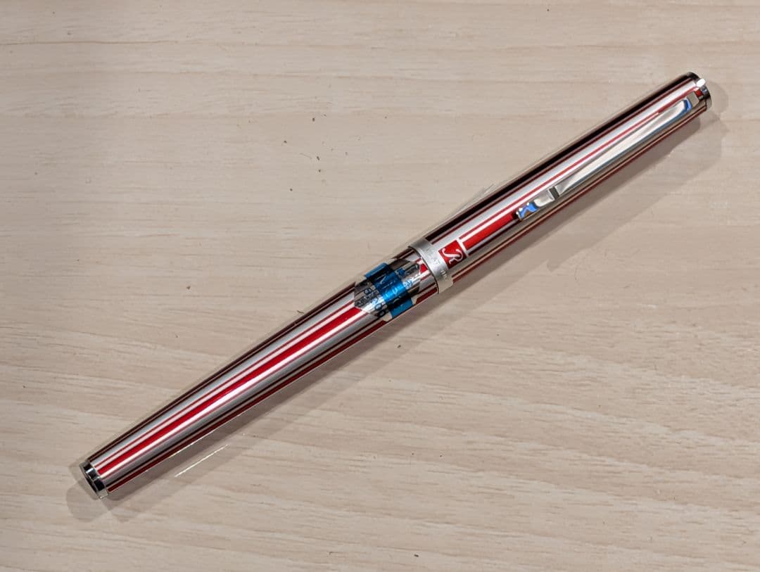 No.0022 プラチナ Riviere 赤 銀ストライプ 万年筆プラチナ万年筆