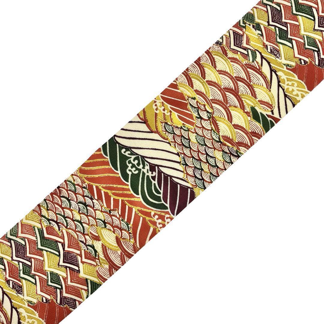 名古屋帯 型染 青海波 多様な波模様 深緋色 縮緬 O-4718 名古屋帯 型染 青海波 多様な波模様 深緋色 縮緬 O-4718