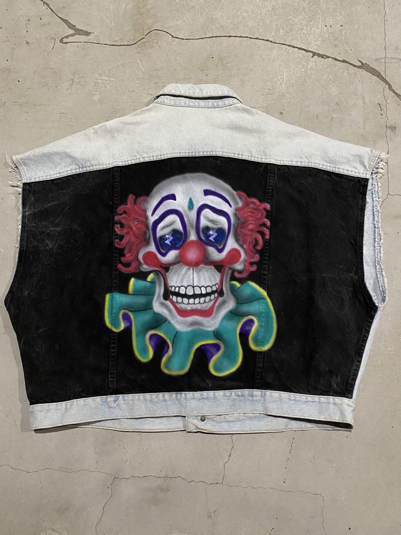 1点物 ハンドペイント デニムベスト ビッグサイズ art vintage