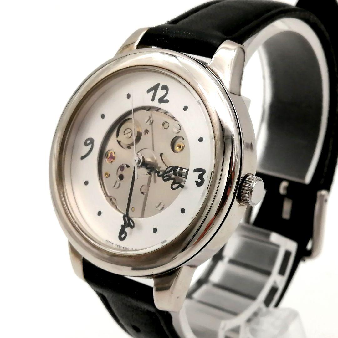 稼働✨アニエスベー　腕時計　スケルトン　自動巻き　服部SEIKO　ロゴ　ボーイズ