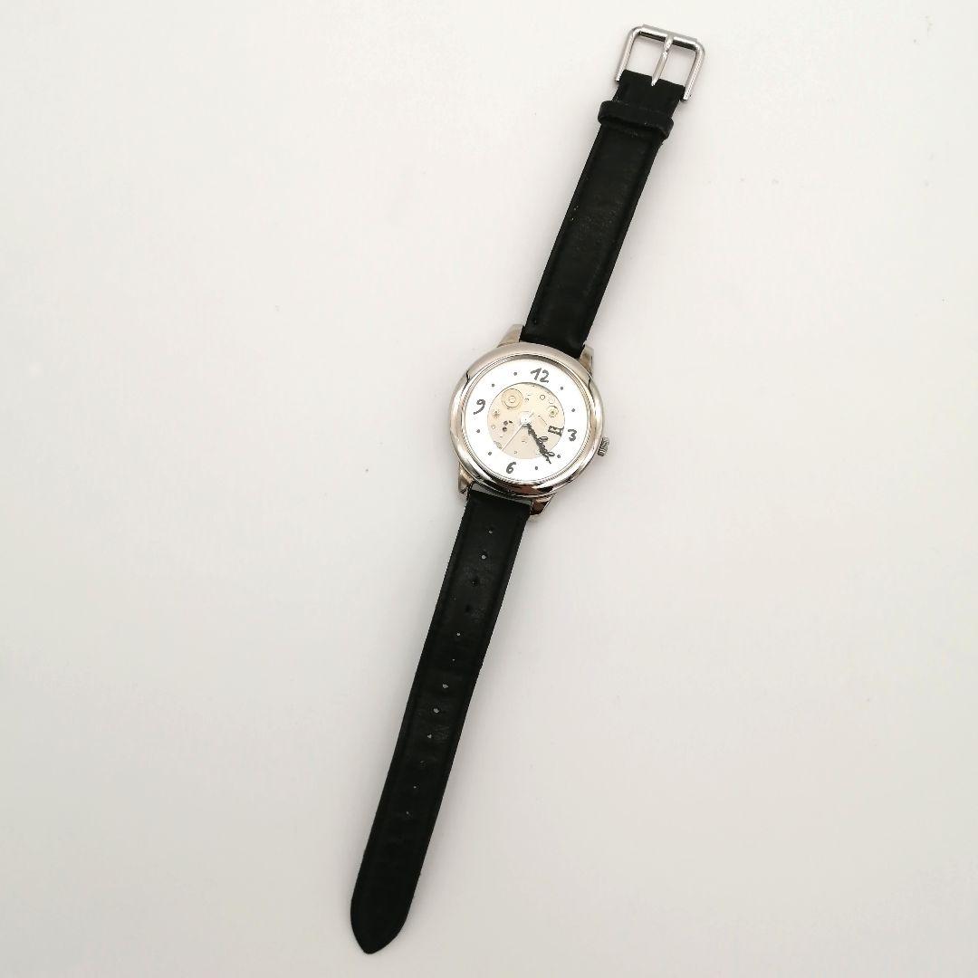 稼働✨アニエスベー　腕時計　スケルトン　自動巻き　服部SEIKO　ロゴ　ボーイズ