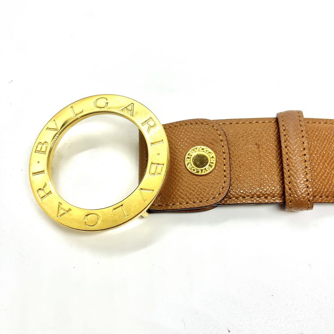 ⭐️美品⭐️サークル ロゴ ブルガリ ベルト レザー ゴールド 極美品✨BVLGARI ベルト レディース サークルロゴ レザー タンゴ