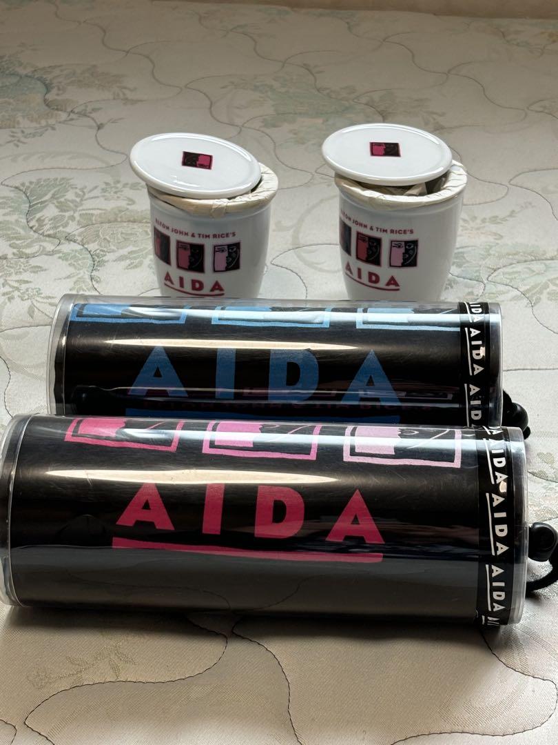 劇団四季AIDA コップ2個セット&Ｔシャツ2枚Ｓ（ピンク)Ｌ（ブルー)