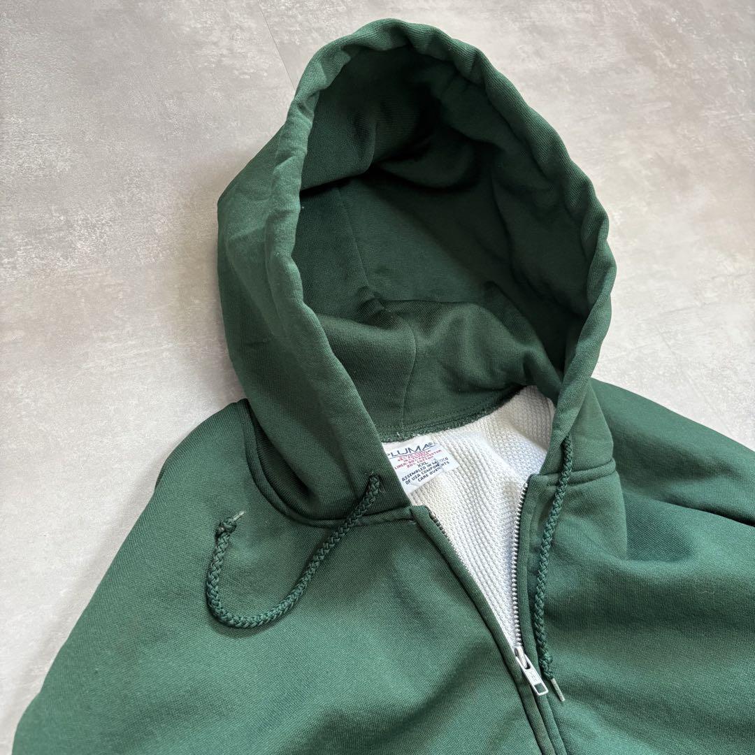 90s vintage PLUMA パーカー ダブルフェイス　裏サーマル　緑