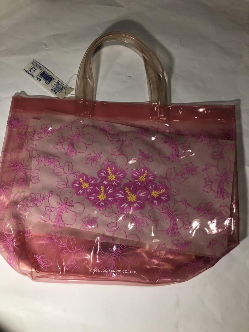 新品未使用 キティ 刺繍 プールバッグ 2003 ハローキティ - 【新品未使用 レトロ】キティ ビニールバッグ