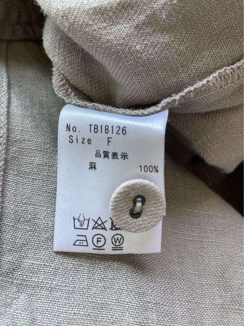 ツムグtumugu リネンコート　春の羽織り　スタンドカラー　ゆったりサイズ　麻
