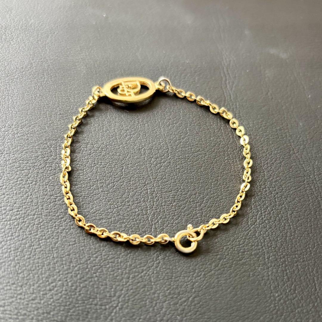 【良品】【クリスチャンディオール】Dior ロゴ ブレスレット ゴールドカラー