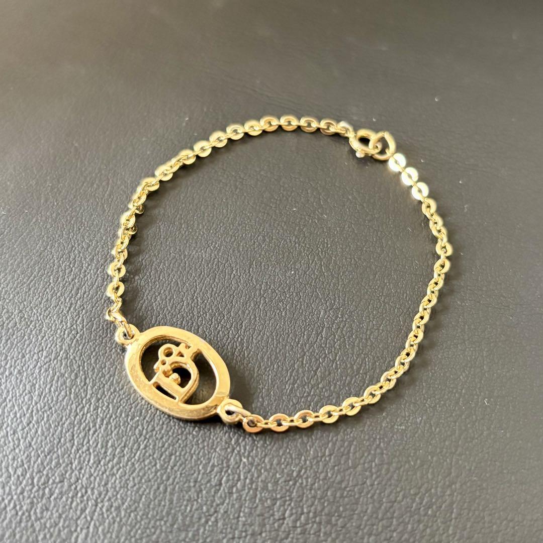 【良品】【クリスチャンディオール】Dior ロゴ ブレスレット ゴールドカラー