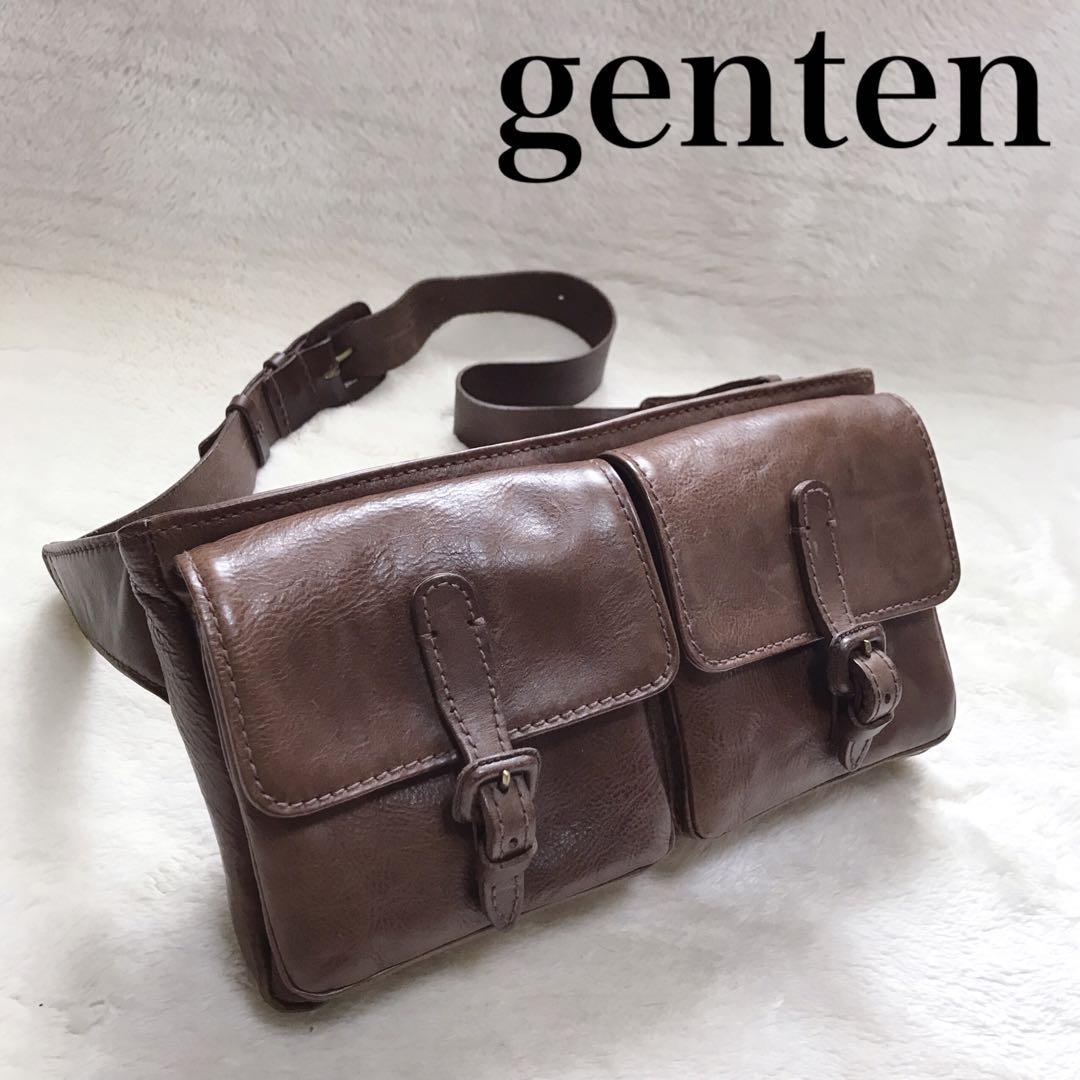 半額半額美品 Genten トスカレザー ウエストバッグ ボディバッグ