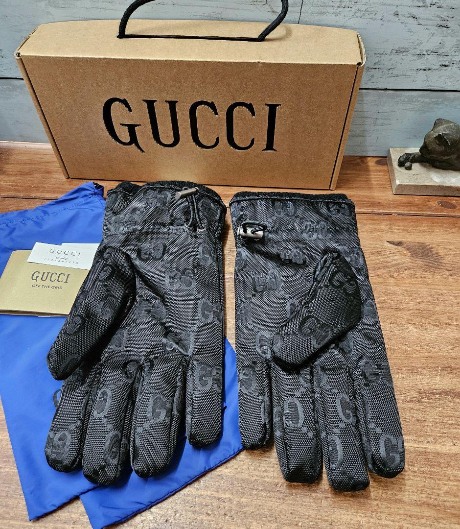 未使用☆GUCCI グッチ オフザグリッド グローブ 手袋 GG柄