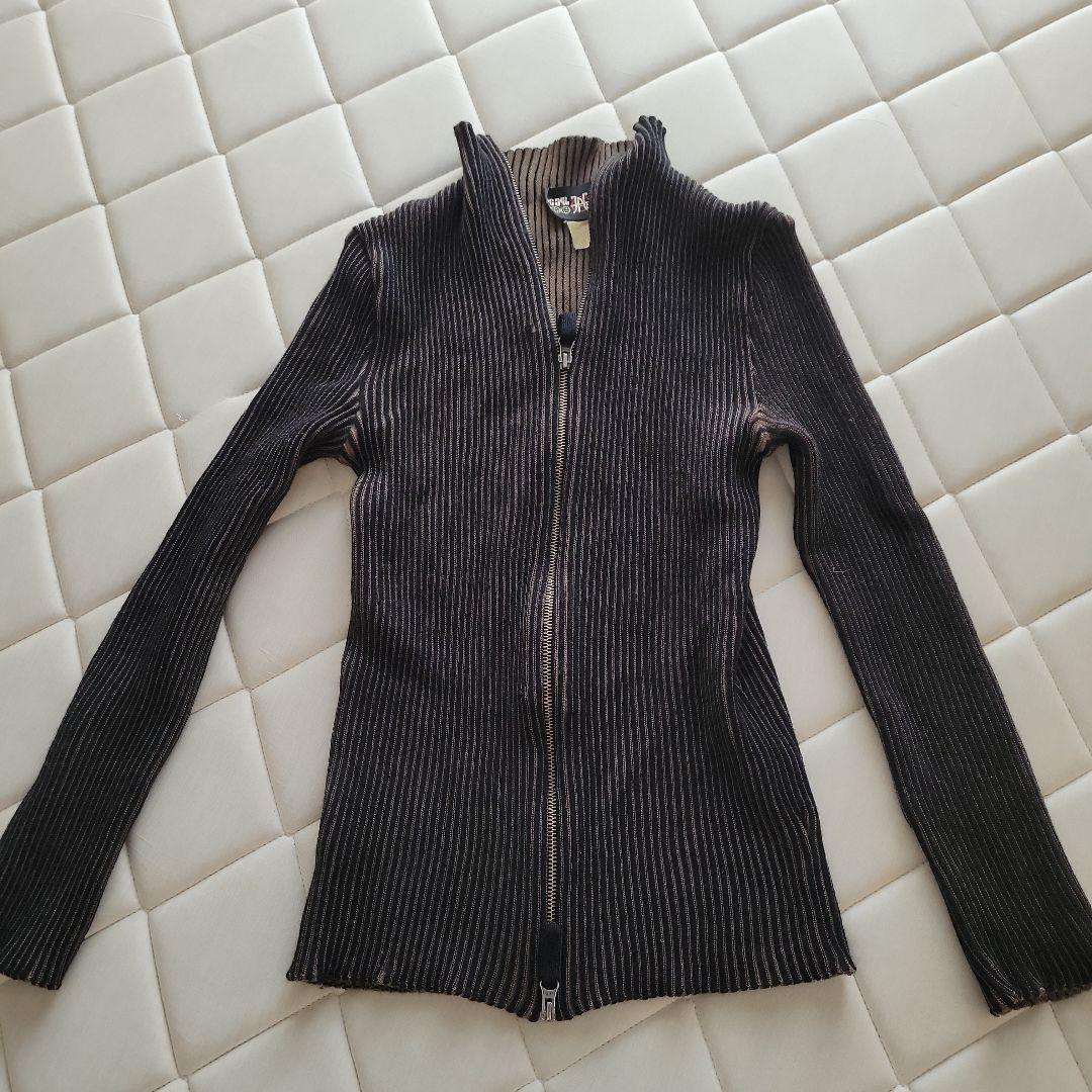 JEAN PAUL GAULTIERリブ編みダークブラウンカーディガン 48