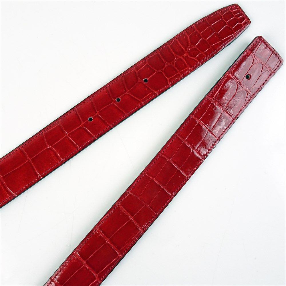 新品 クロコダイルレザー ベルト ツヤ Hバックル コンスタンスH 95cm 赤