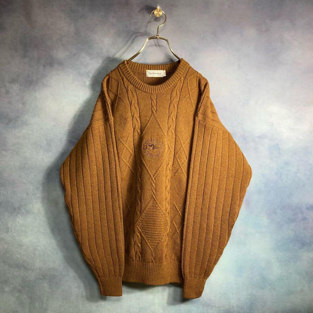 レア⭐️80s⭐️美品⭐️BURBERRY バーバリー ケーブルニット ホースロゴ刺繍 レア⭐️80s⭐️美品⭐️BURBERRY バーバリー ケーブルニット ホースロゴ刺繍
