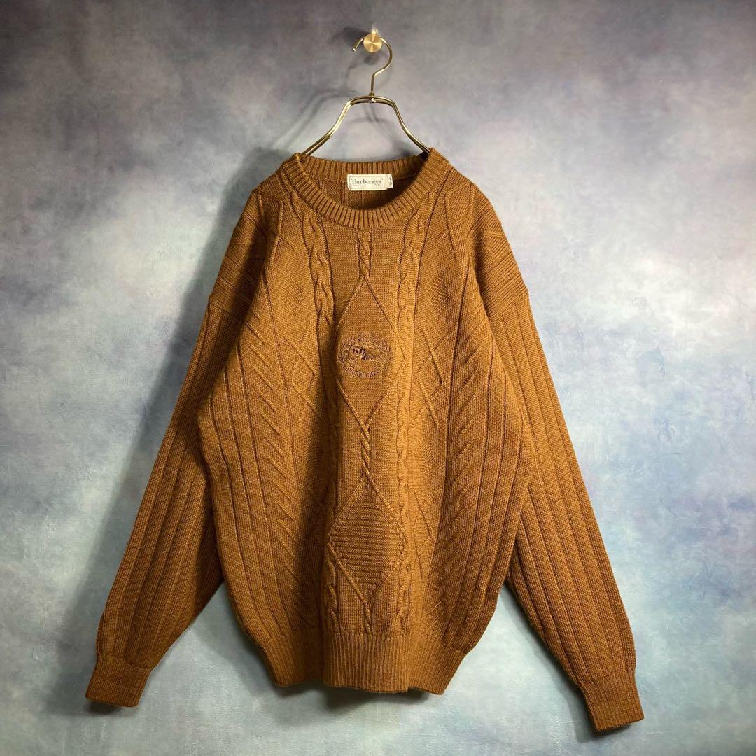 レア⭐️80s⭐️美品⭐️BURBERRY バーバリー ケーブルニット ホースロゴ刺繍 レア⭐️80s⭐️美品⭐️BURBERRY バーバリー ケーブルニット ホースロゴ刺繍