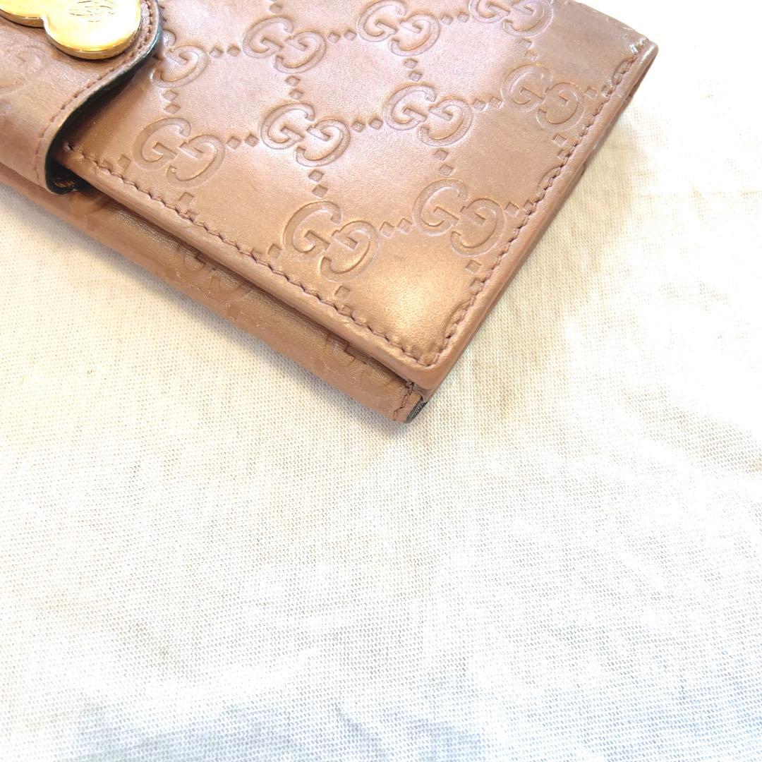 グッチ 長財布 シマ GG柄 ハート 革 ゴールド金具 大容量 シャイニーピンク グッチ 長財布 シマ GG柄 ハート 革 ゴールド金具 大容量 シャイニーピンク