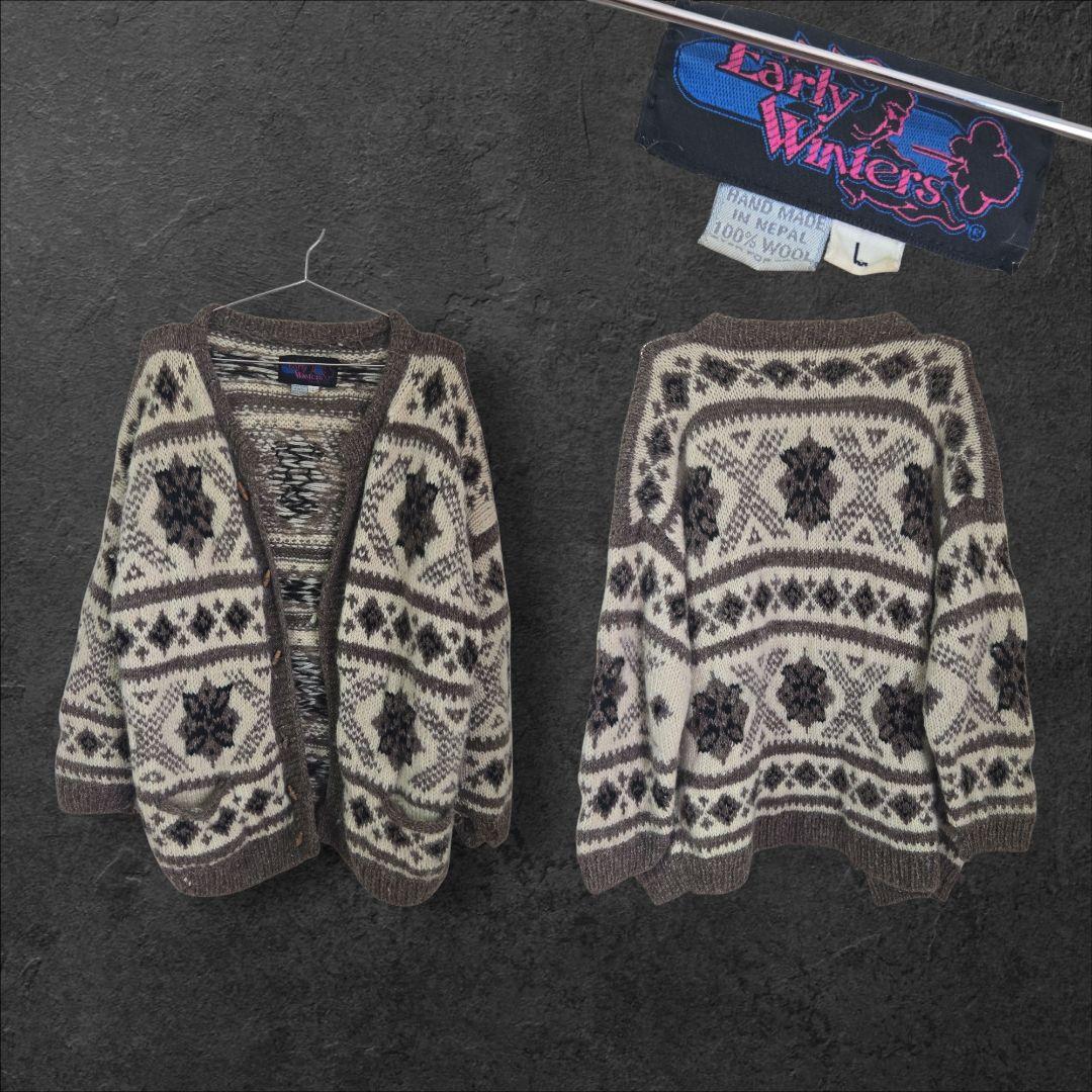 80年代 EARLY WINTERS ノルディック柄カーディガン