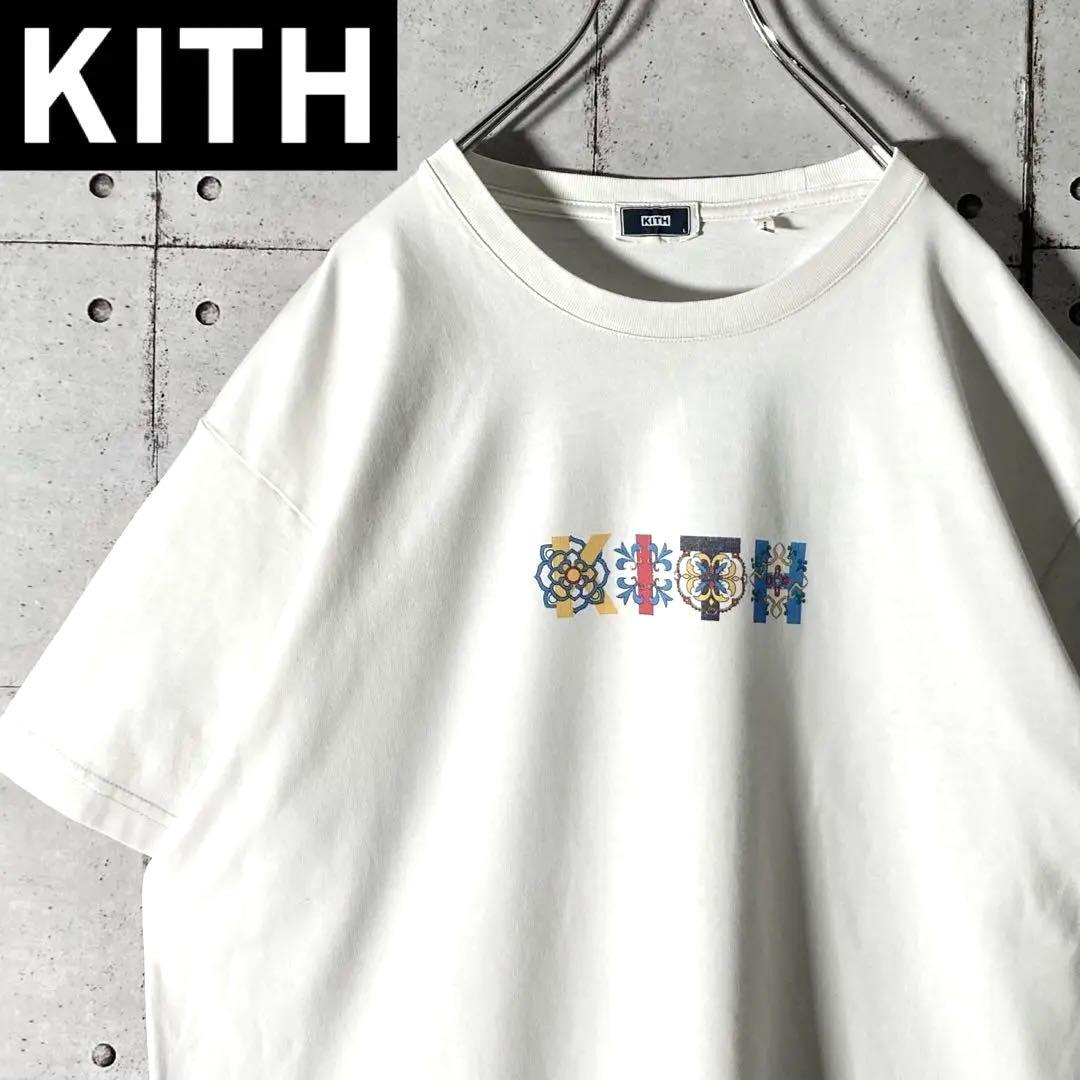 売れ筋】 【希少モデル】KITHキス☆フラワーモチーフセンターロゴT