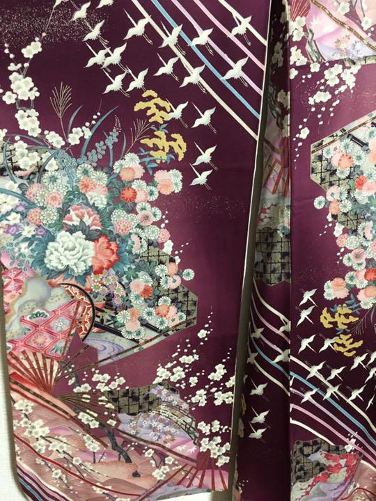 お値下げ!振袖と帯 古典柄セット 紫系 画像10