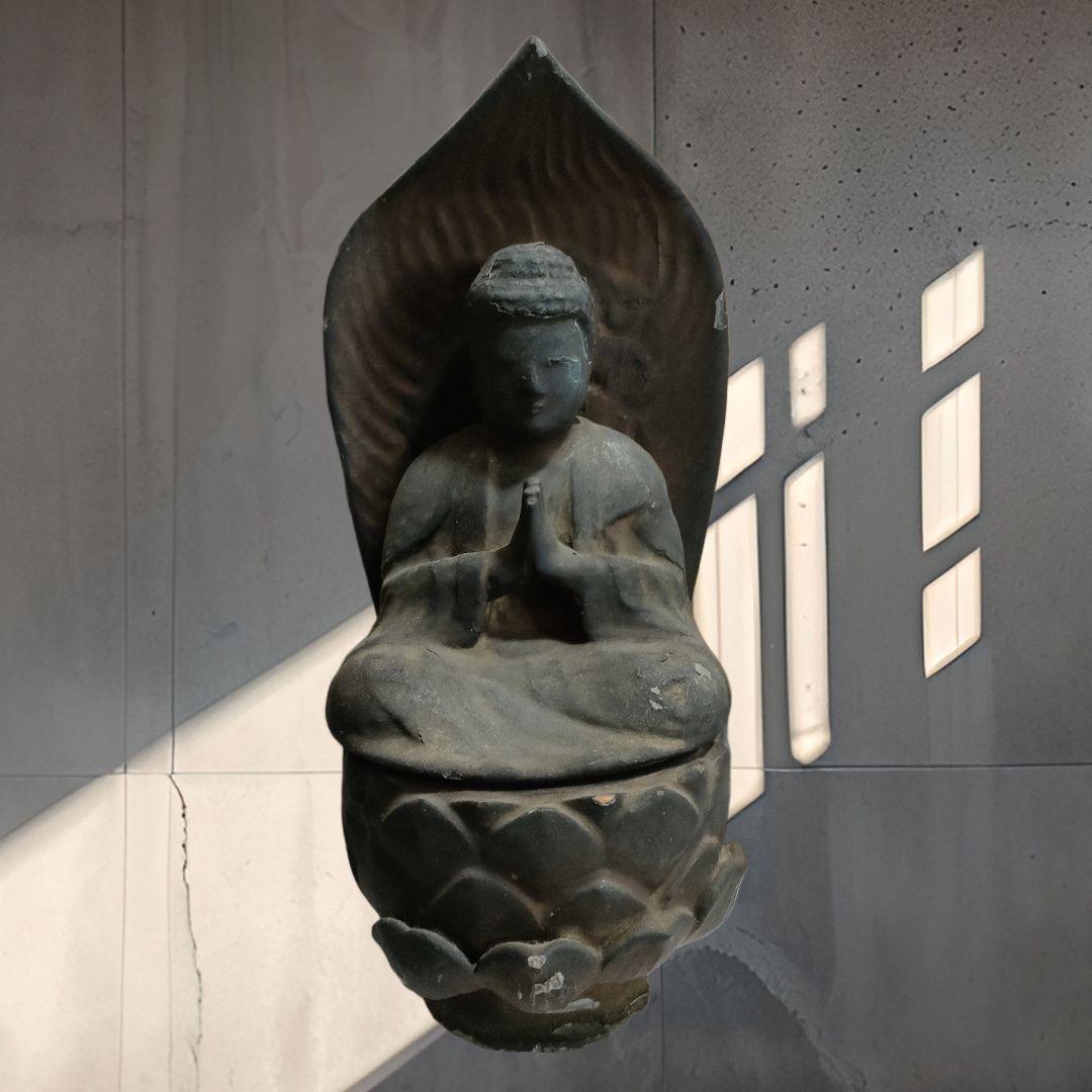 如来坐像 木製 時代物 仏教美術 祈り傷や汚れあり