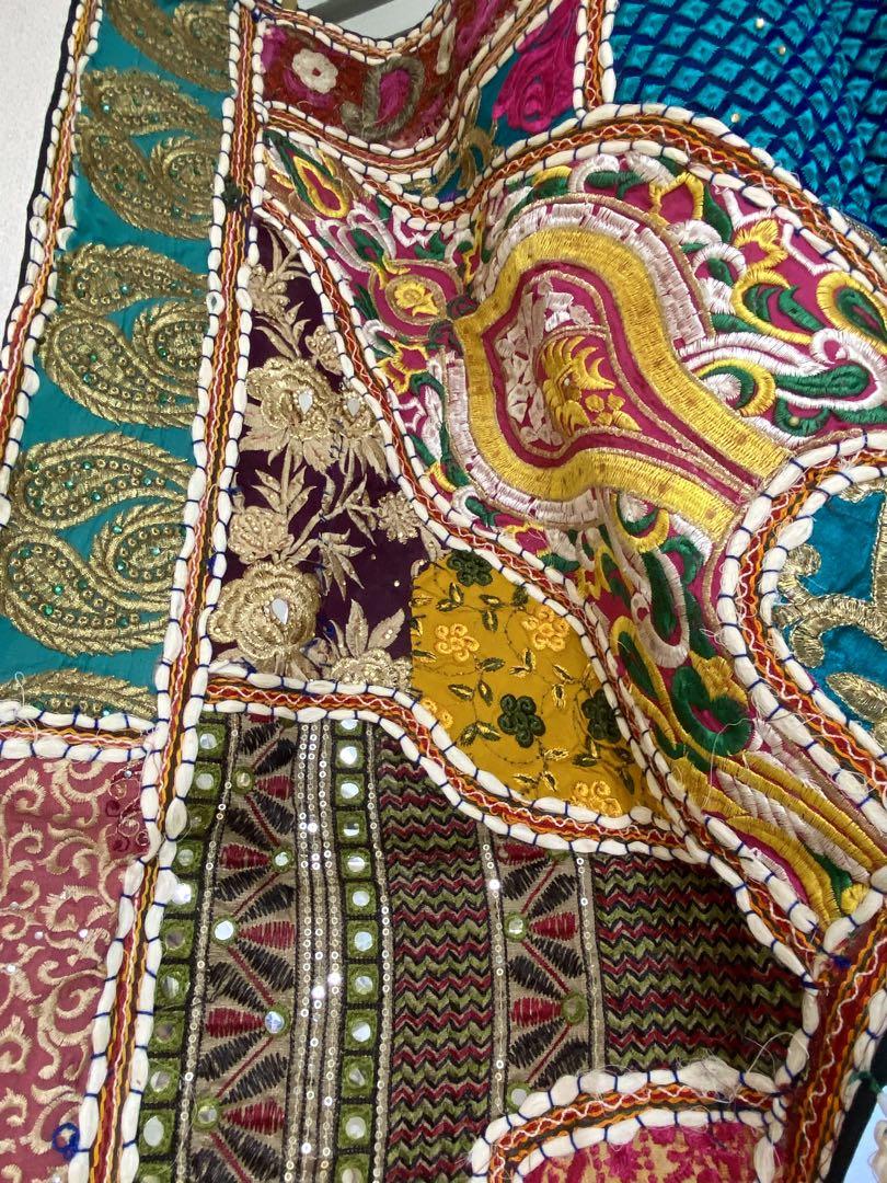 希少　超大判　タペストリー　トーラン　サリー　刺繍　のれん　ヴィンテージ