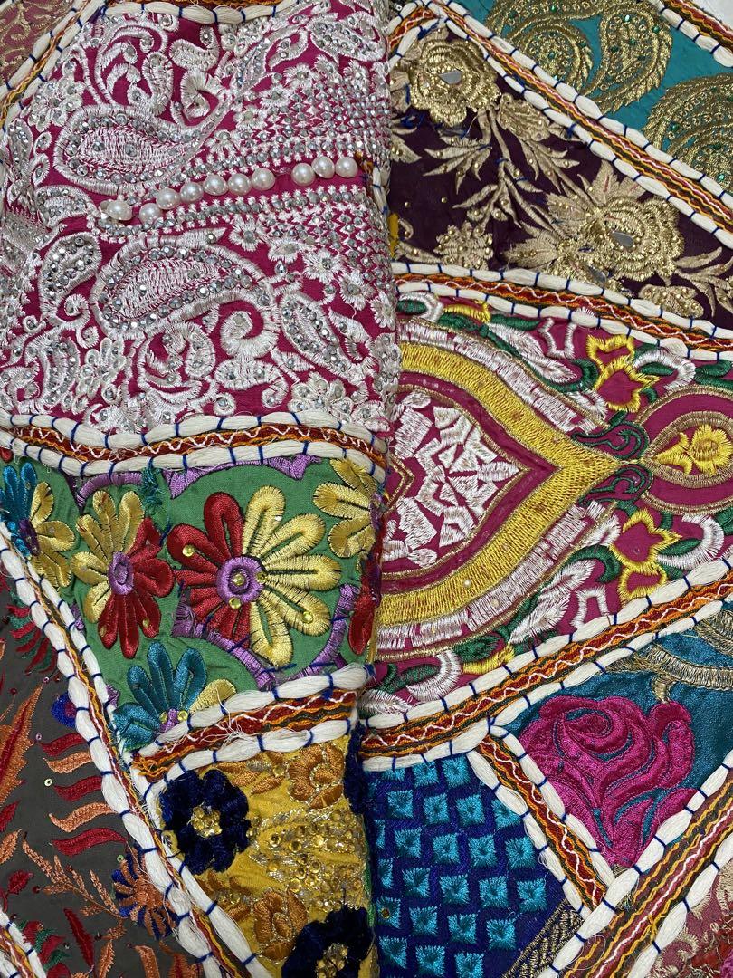 希少　超大判　タペストリー　トーラン　サリー　刺繍　のれん　ヴィンテージ