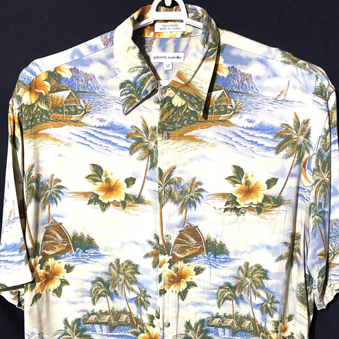 pierrecardin L XL 半袖 アロハ 花柄 柄 ヴィンテージ シャツ