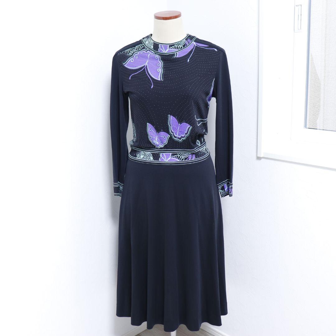 レオナール カンカン シルク ロング ワンピース サイズ1S LEONARD