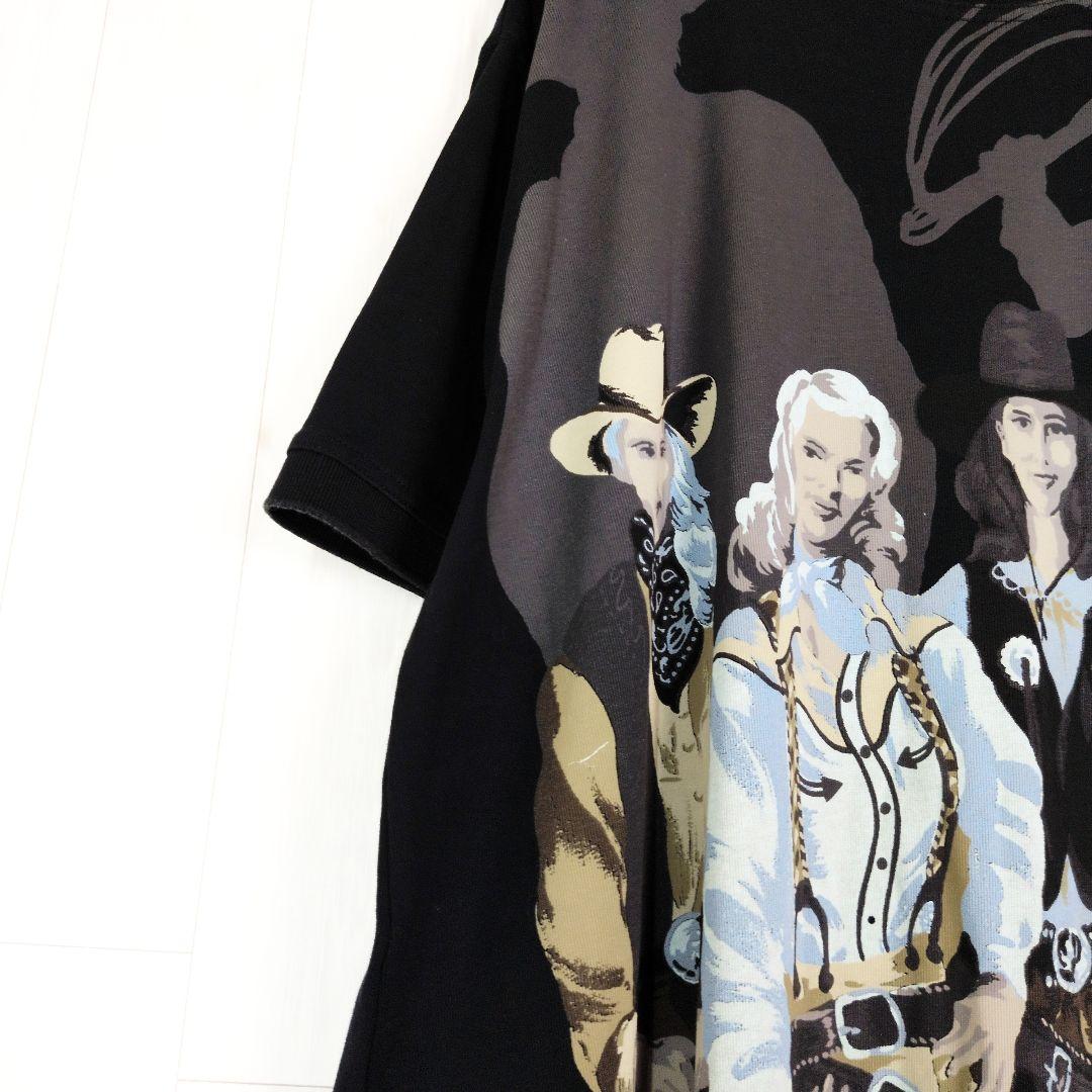 TOKUKO カウボーイ チュニック プリントTシャツ 黒 9 日本製 ゆったり TOKUKO カウボーイ チュニック プリントTシャツ 黒 9 日本製