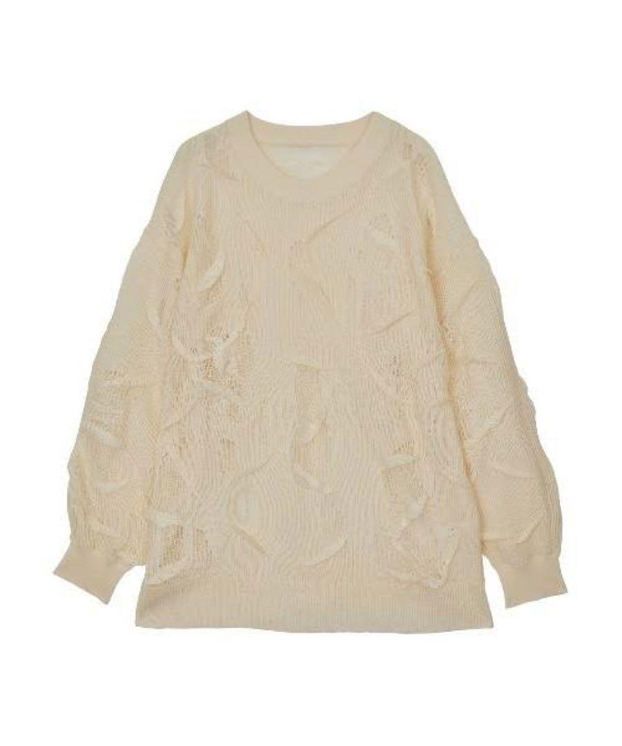 ameri vintage MEDI TUCK DAMAGE KNIT TOP