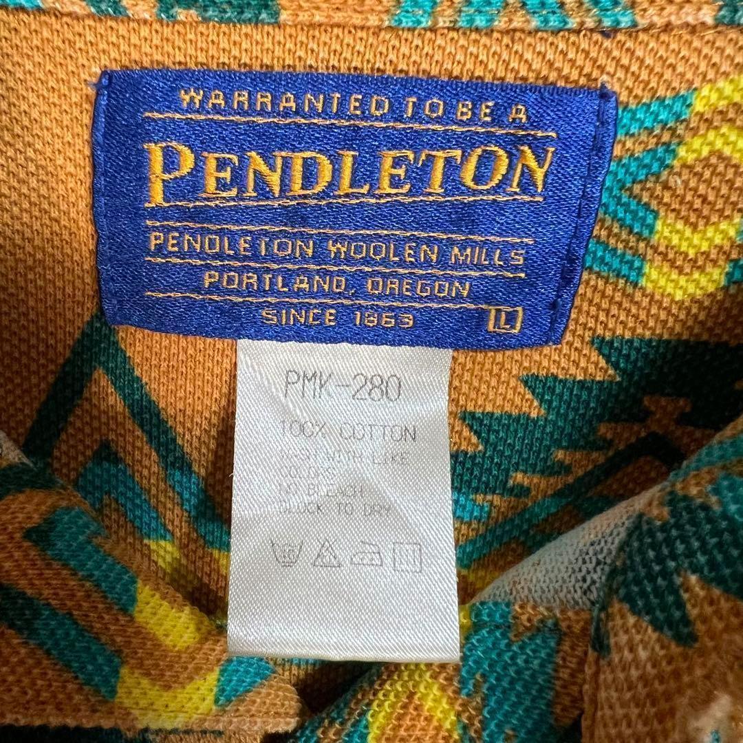 90s【 ペンドルトン】pendleton半袖ネイティブ 総柄 ポロシャツ