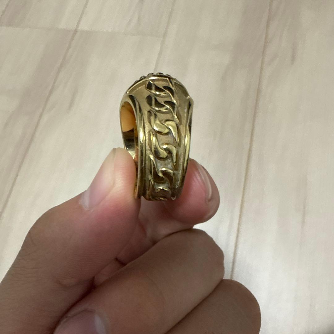 DIESEL 金色メッキ ブラックストーンリング