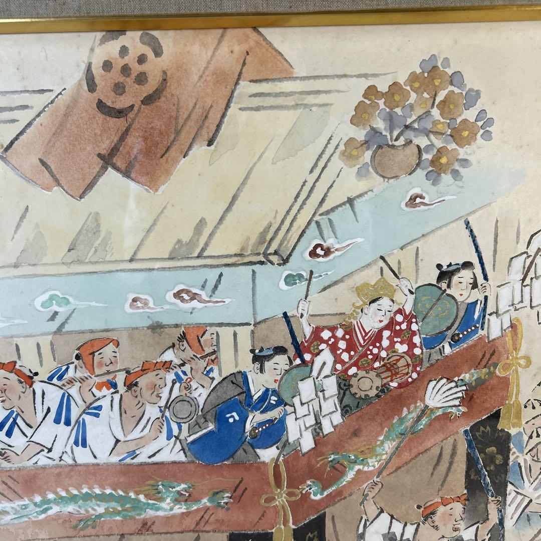 祭りの風景 水彩画